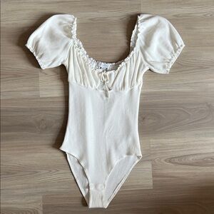 Topshop White Textured Knit Bodysuit
